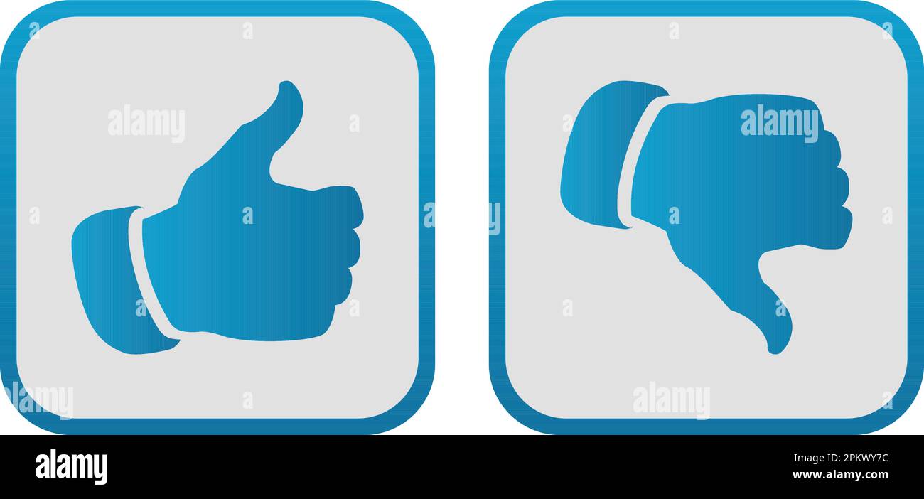 thumb up and down blue icon set Stock Vector