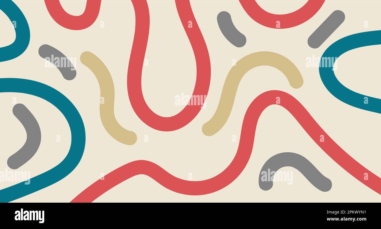 Pattern with bold lines, summer abstract background for invitations. Cute cool minimal design Stock Vector
