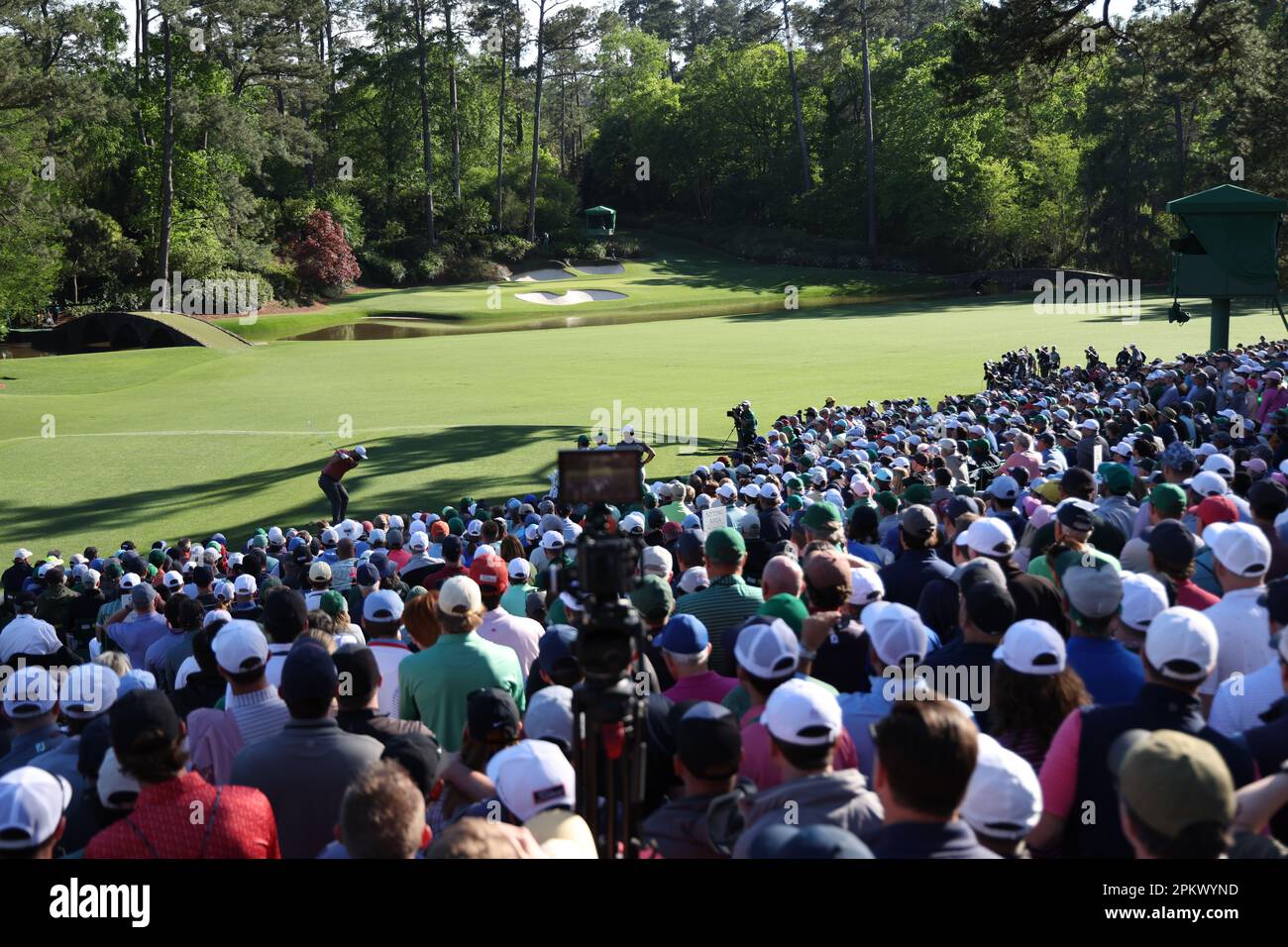 Spain s jon rahm on the 12th hole during the day 4 of the 2023 masters