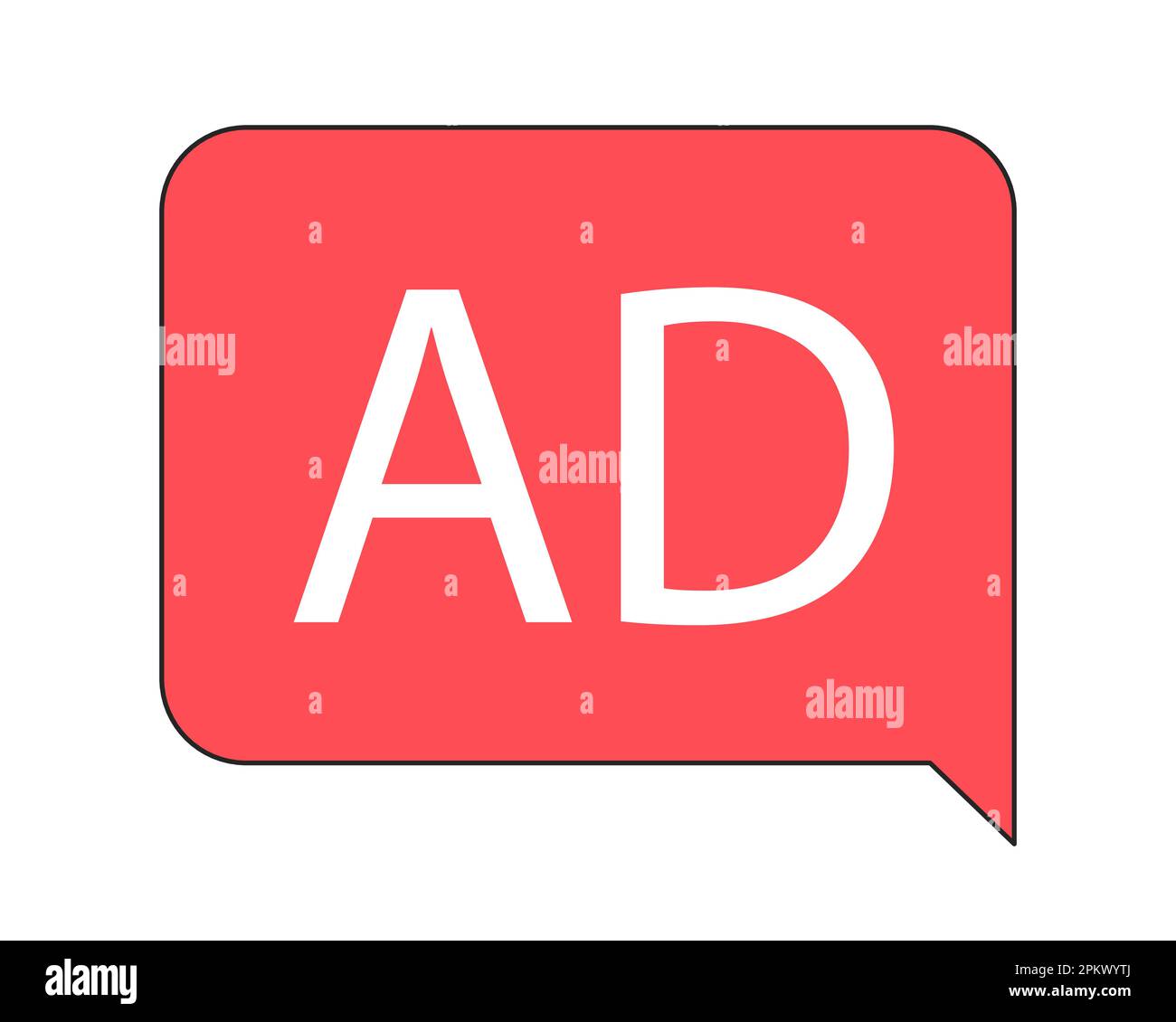Ad in speech bubble linear flat color vector icon Stock Vector