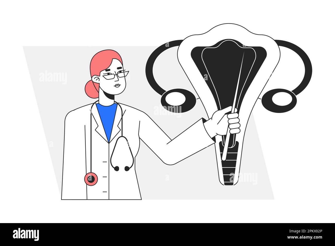 Gynecology, obstetrics flat line concept vector spot illustration Stock