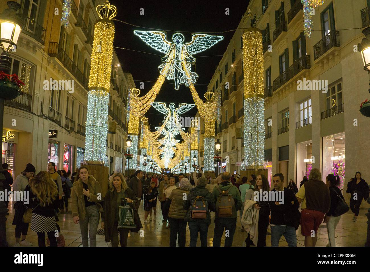 Christmas lights in Calle Marques de Larios, Malaga, Andalusia, Costa