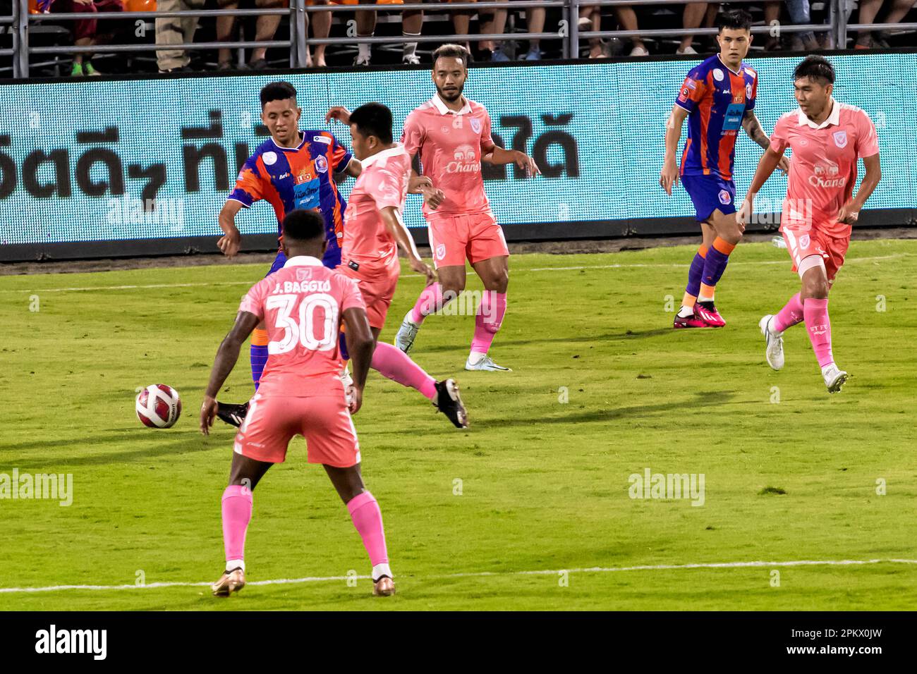 Football Action During Thai League Match At PAT Stadium, Klong Toey ...