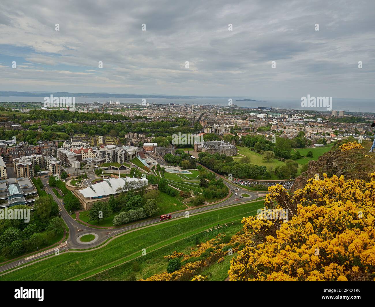 View over Edinburgh, the capital of Scotland, from the top of Arthurs ...