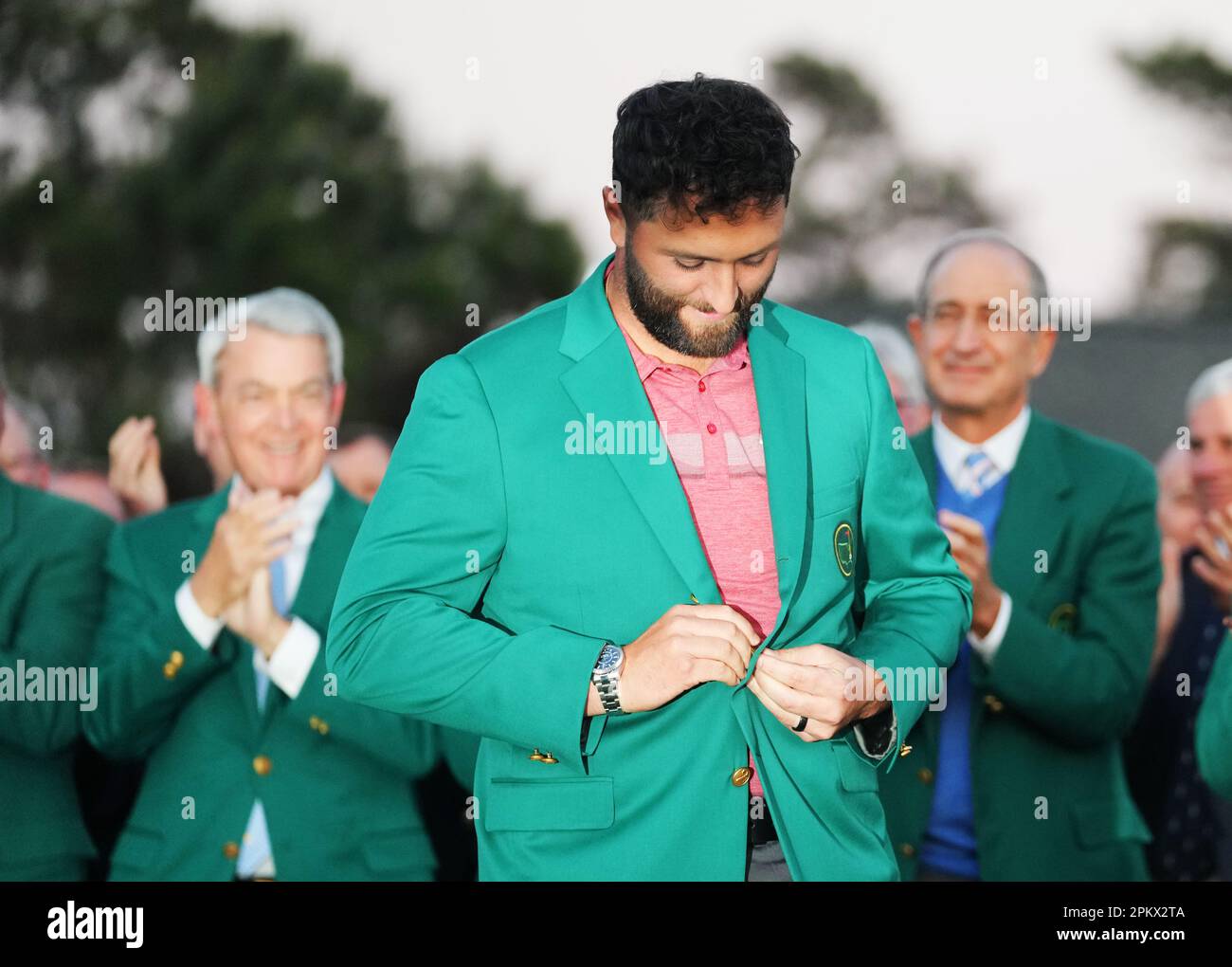 Augusta, USA. 9th Apr, 2023. Jon Rahm of Spain puts on the green jacket