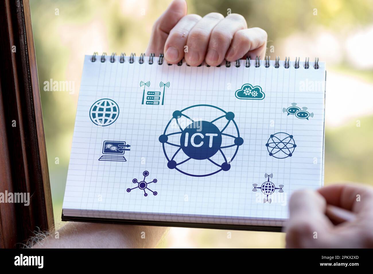 Hand drawing ict concept on a notepad Stock Photo - Alamy