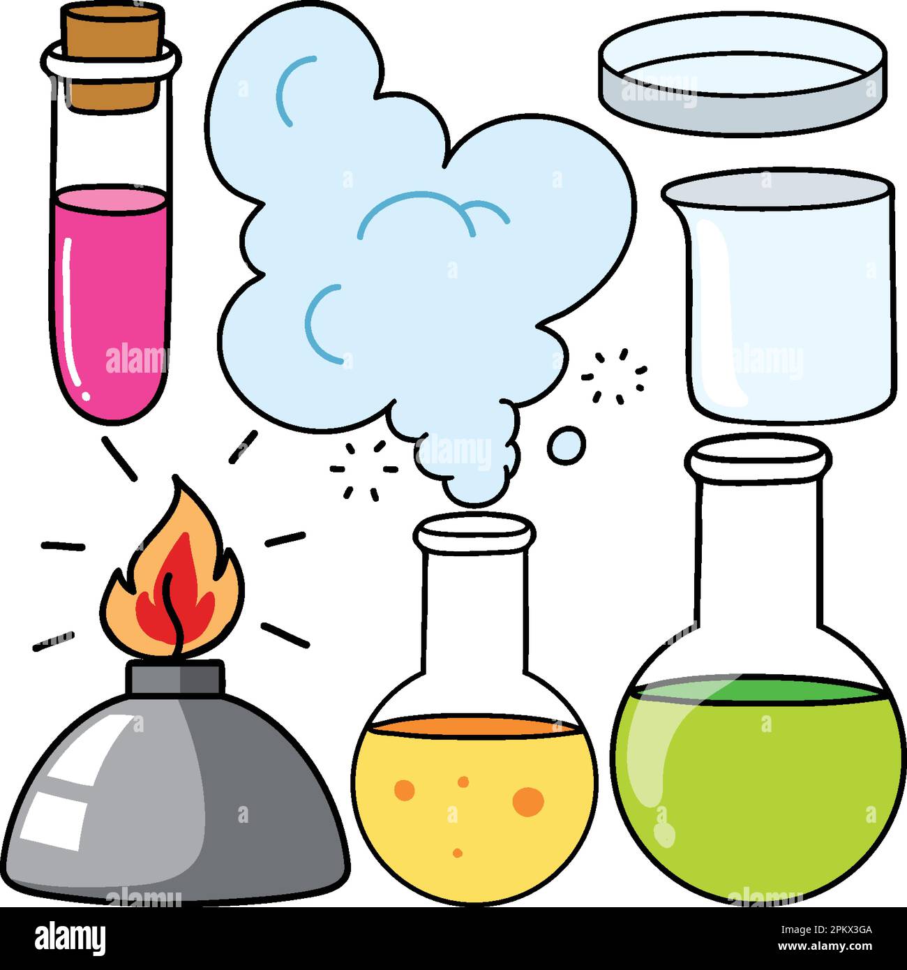 Colorful Science Objects and Icons Vector Set illustration Stock Vector ...