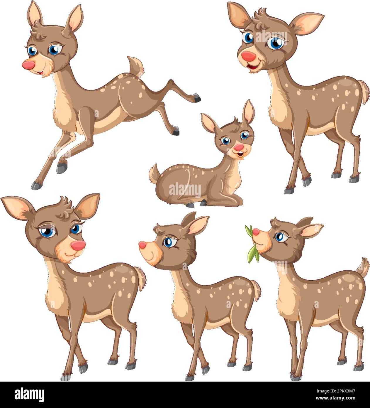 Collection of Cartoon Deer Characters illustration Stock Vector Image