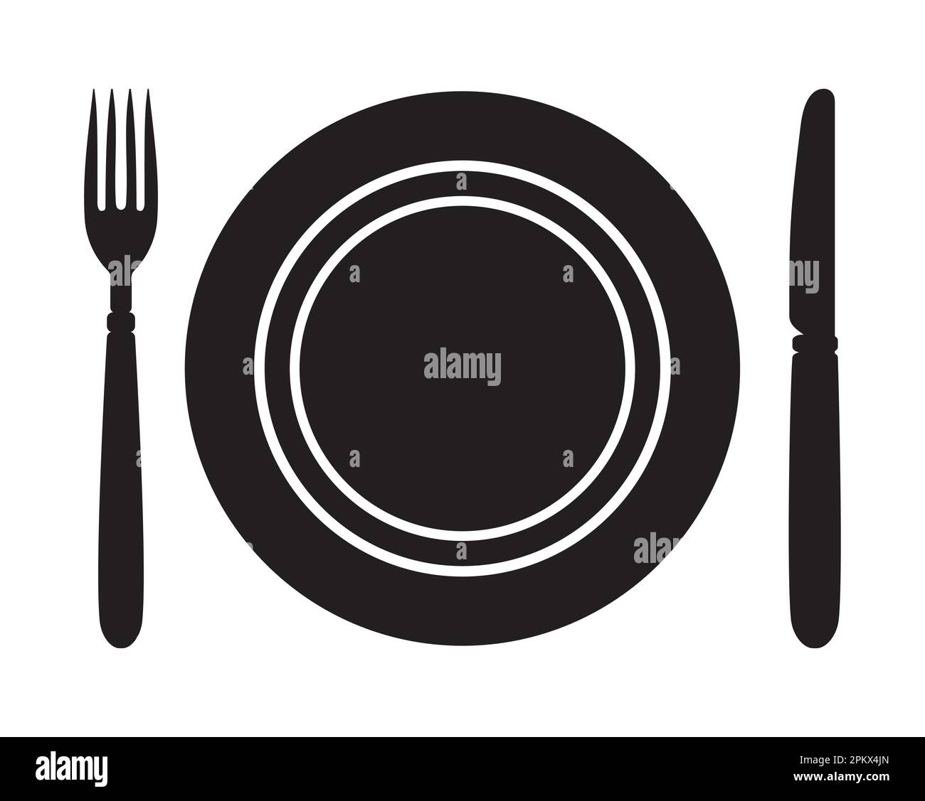 Plate, knife and fork isolated on a white background Stock Vector