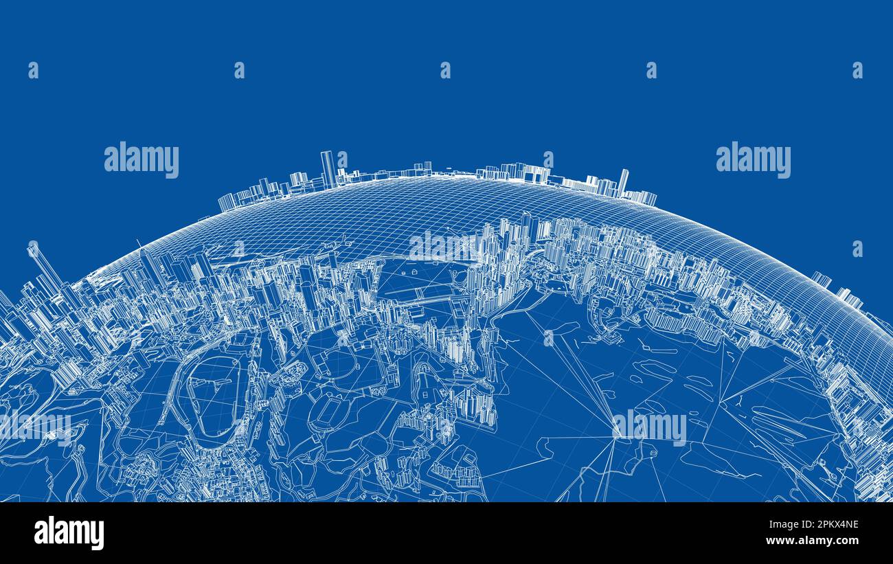 Vector Rendering Style 3d city sphere. Vector rendering of 3d Stock Vector Image & Art - Alamy