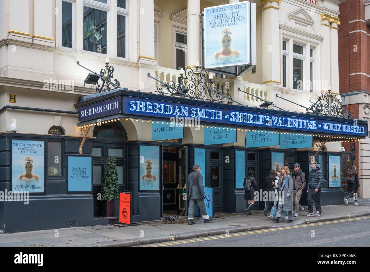 People pass by The Duke of York's Theatre on St Martins Lane, Covent Garden, London, England, UK Stock Photo