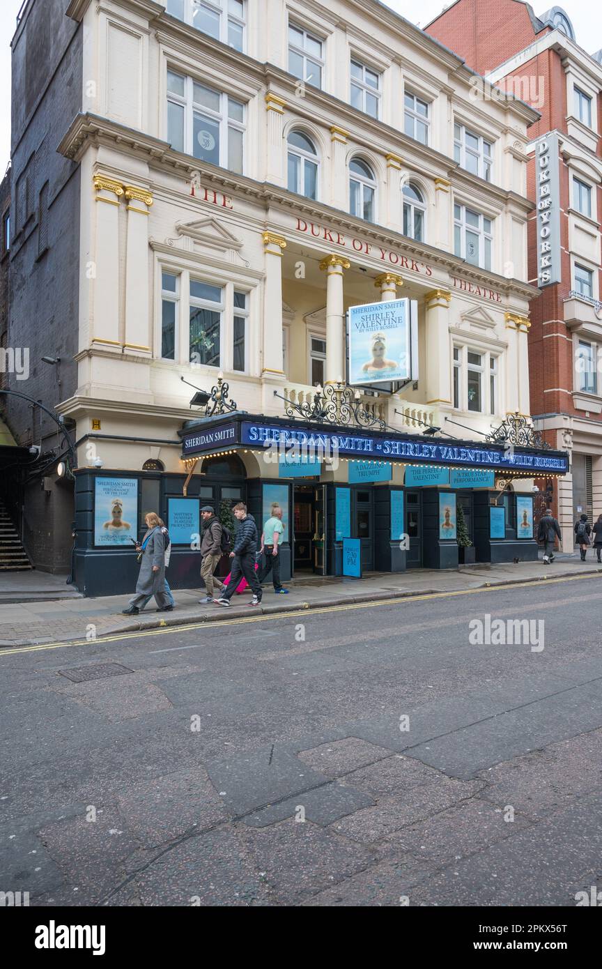 People pass by The Duke of York's Theatre on St Martins Lane, Covent Garden, London, England, UK Stock Photo