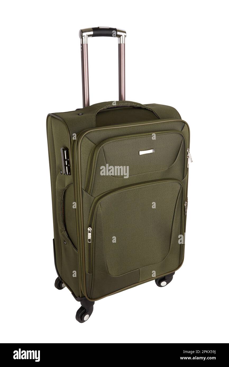 Green suitcase isolated on a white background Stock Photo