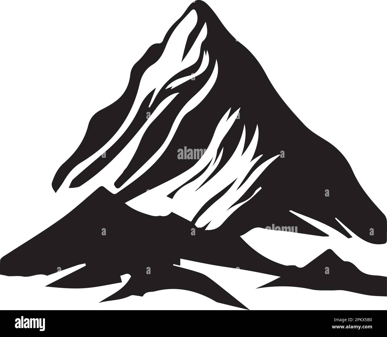 Mountain Volcano Summit Peak Icon Vector Logo Template Illustration
