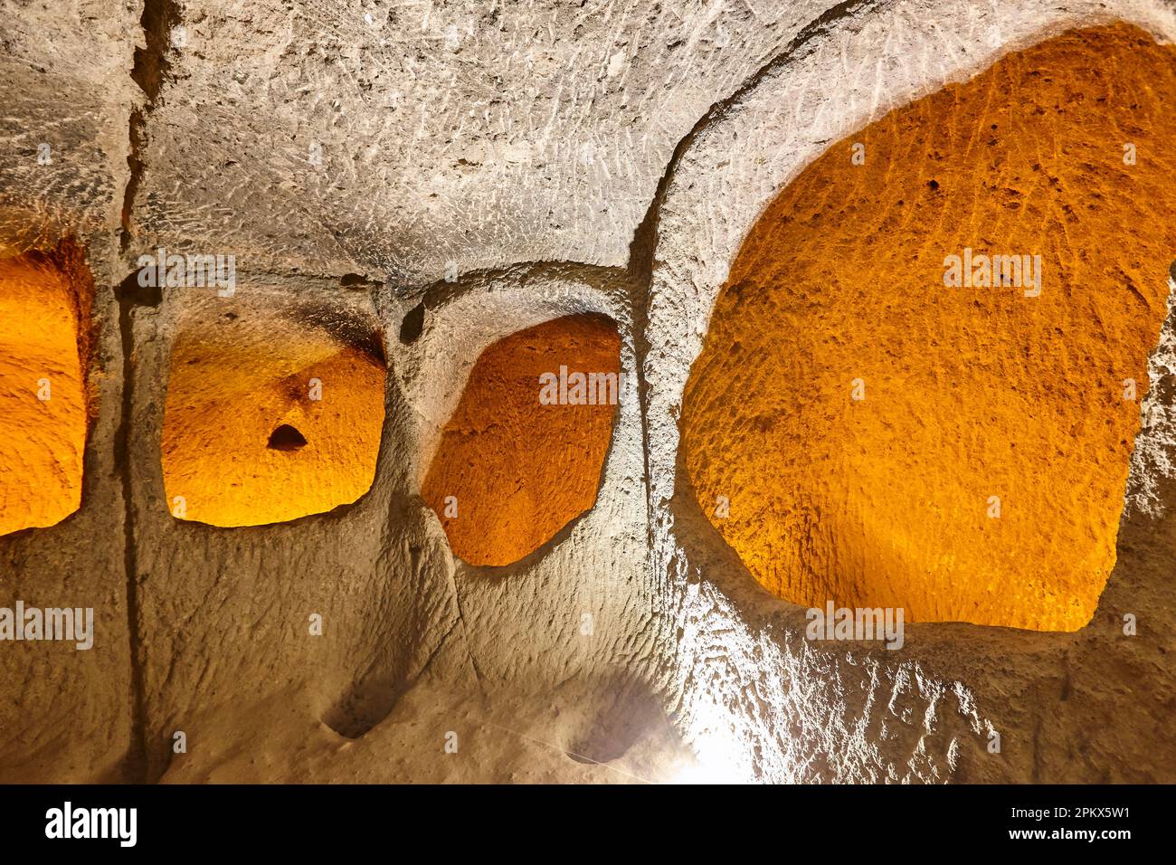 Food storage in underground city of Kaymakli. Cappadocia, Turkey Stock
