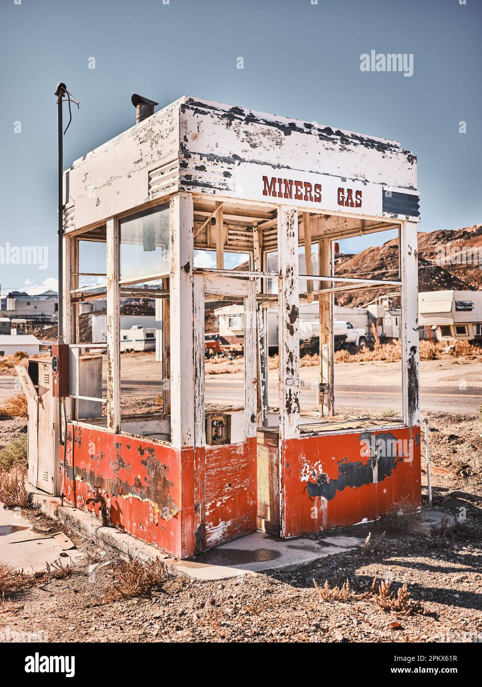 An abandoned gas station in an old mining town Stock Photo Alamy
