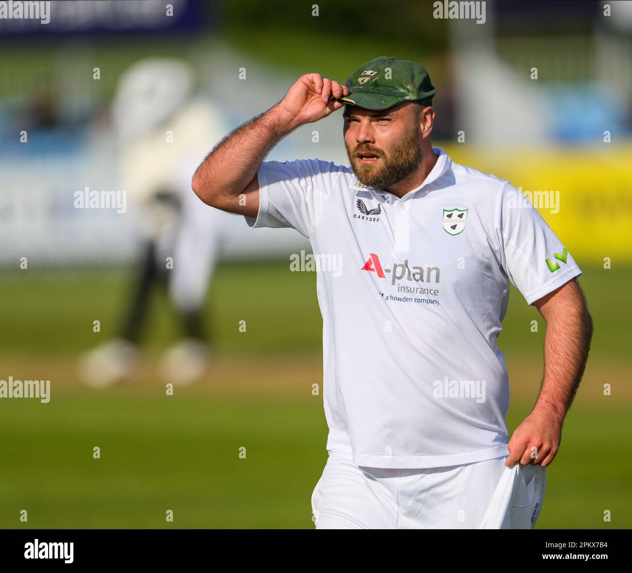 Worcestershire's Joe Leach during a County Championship match between Derbyshire and Worcestershire Stock Photo