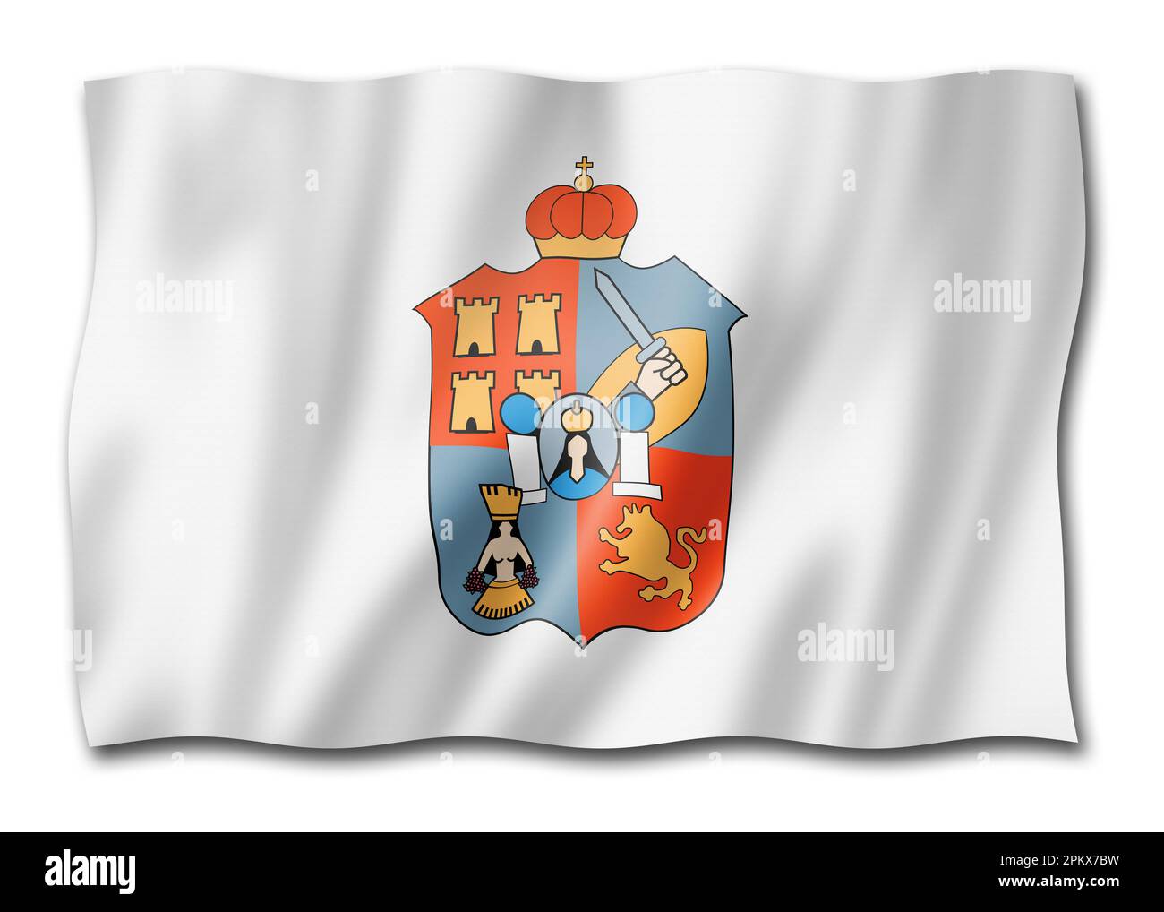 Tabasco state flag, Mexico waving banner collection. 3D illustration