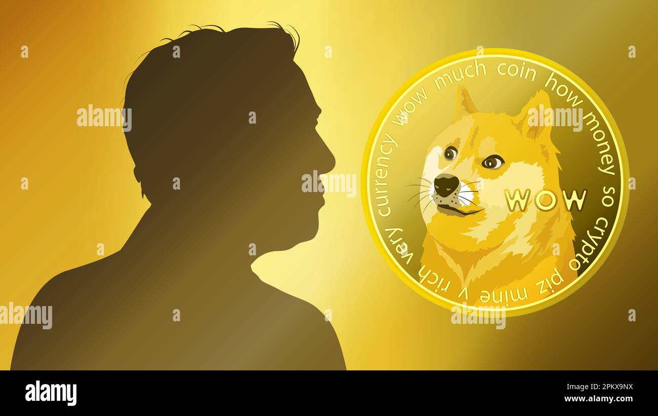 Elon Musk and Dogecoin. Profile portrait of Elon Musk Stock Photo - Alamy