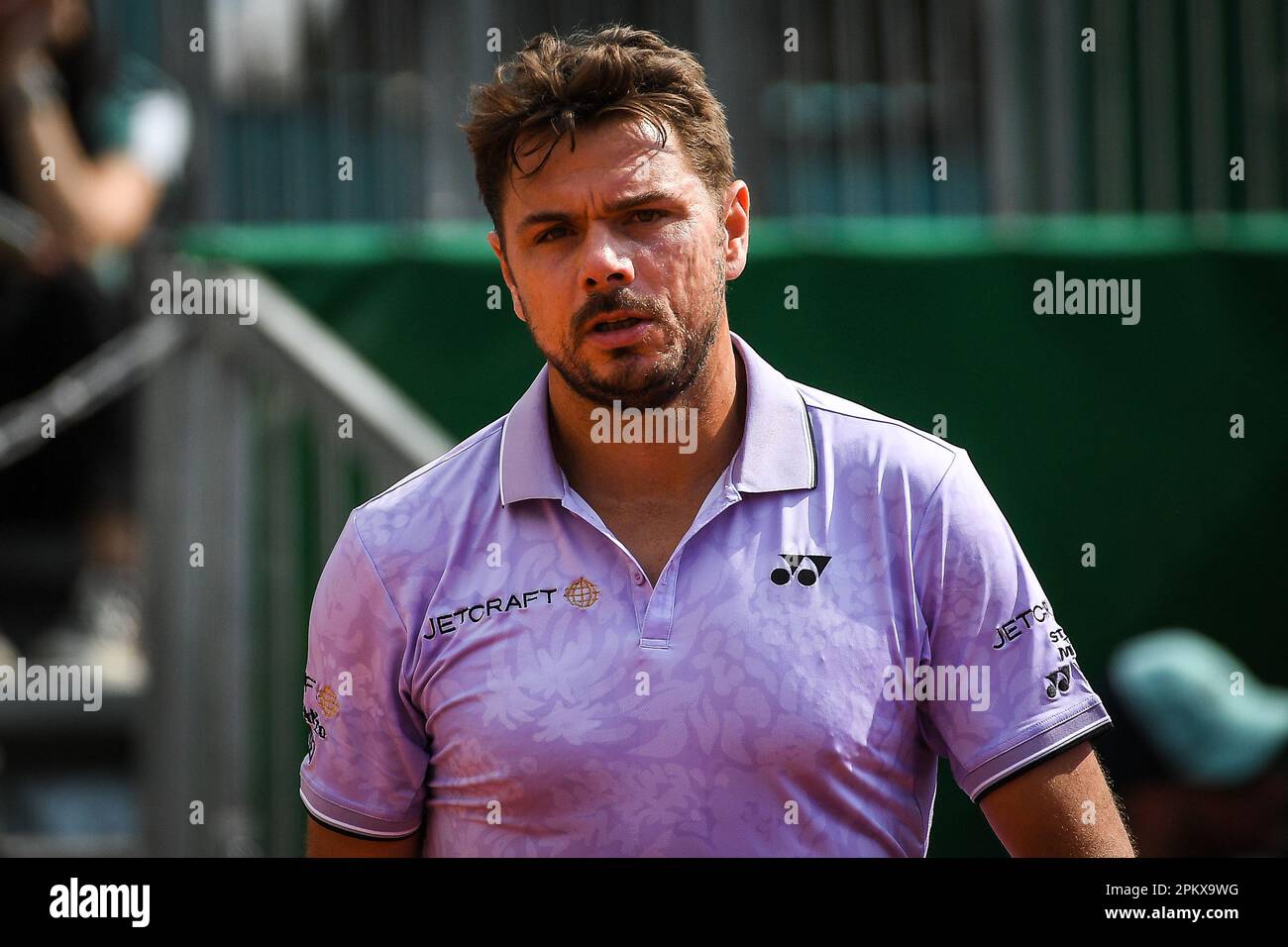 David Goffin of Belgium during day 2 of the Rolex Monte-Carlo Masters 2023,  an ATP Masters 1000 tennis event on April 10, 2023 at Monte-Carlo Country  Club in Roquebrune Cap Martin, France 