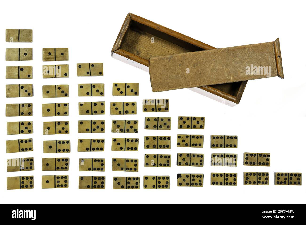 vintage domino set isolated on white background Stock Photo - Alamy