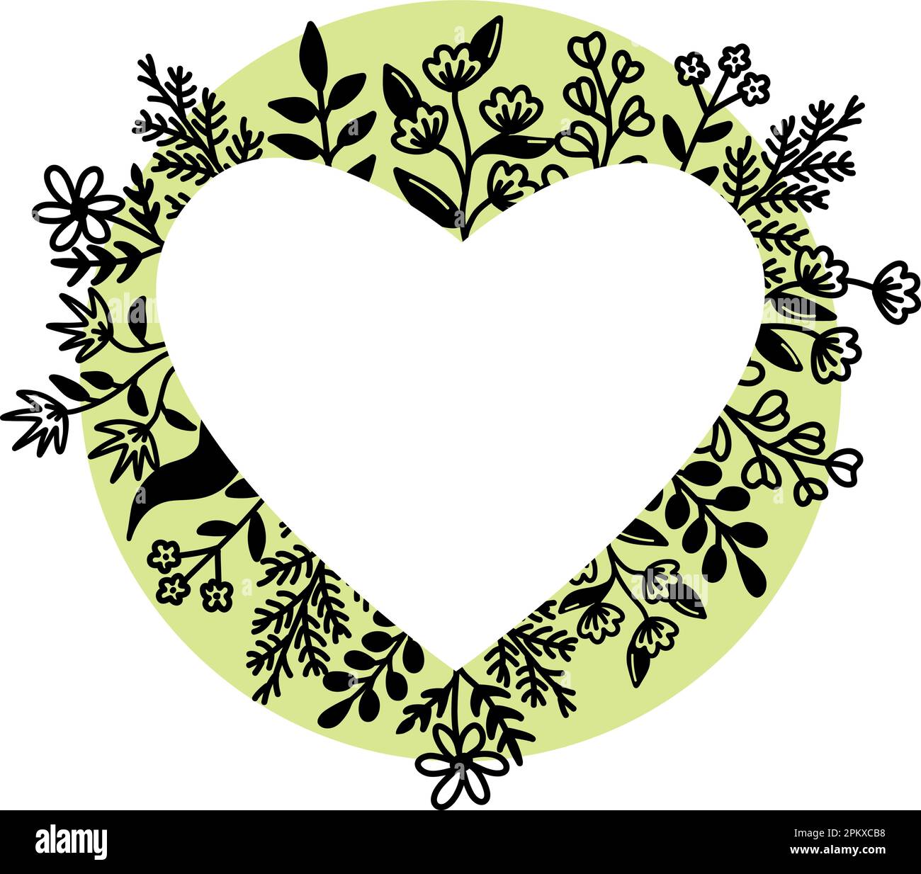 Heart shaped flower wreath card hi-res stock photography and