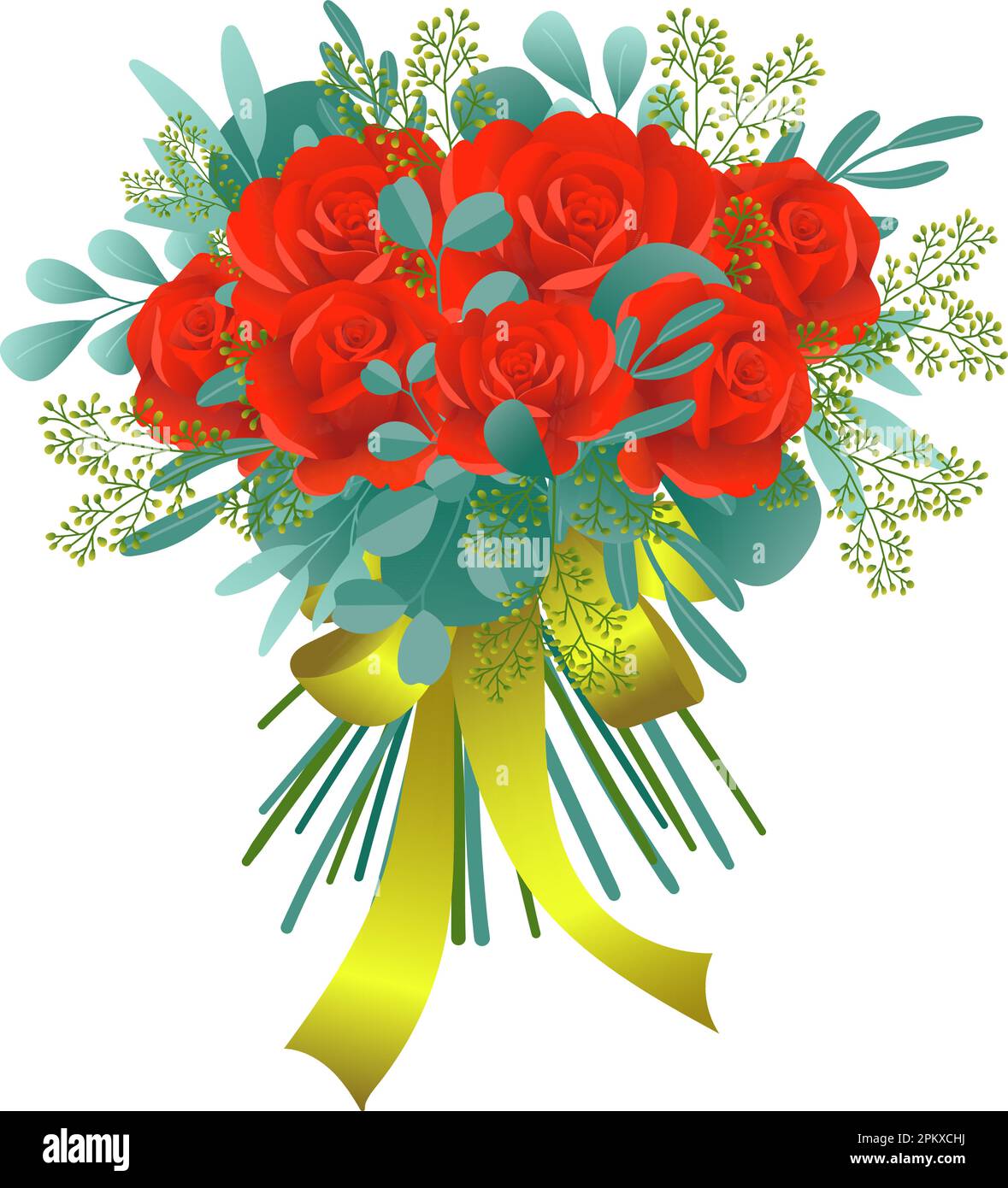 Illustration of a congratulatory bouquet of red roses in vector design ...