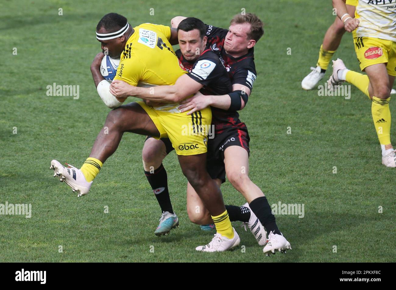 Levani Botia of Stade Rochelais during the Heineken Champions Cup, Quarter Finals, rugby union match between Stade Rochelais (La Rochelle) and Saracens on April 9, 2023 at Marcel Deflandre stadium in La Rochelle, France - Photo: Laurent Lairys/DPPI/LiveMedia Stock Photo