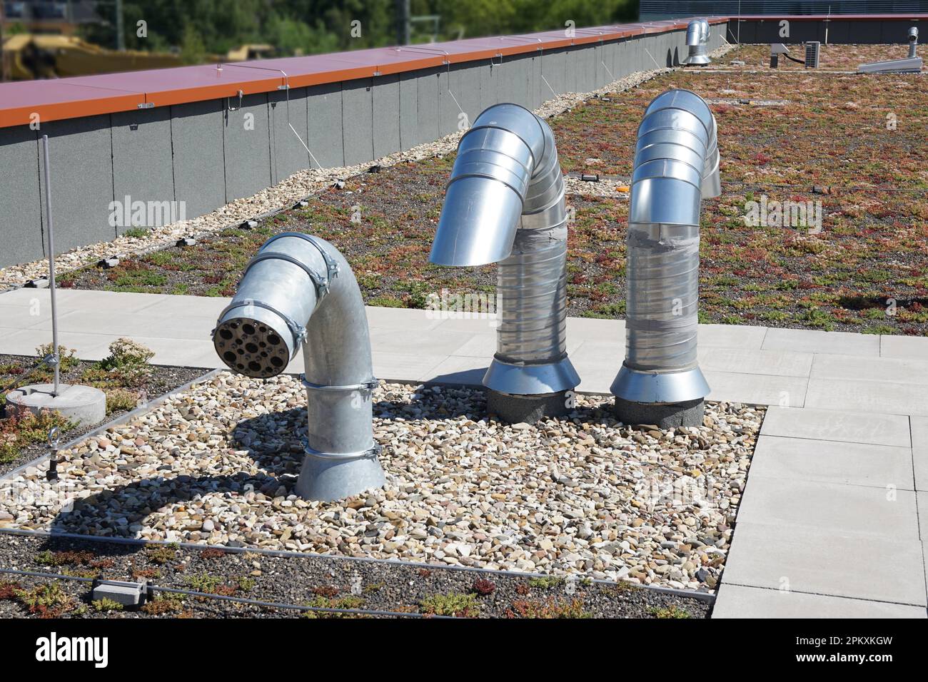 roof vent or ventilation pipes on flat roof Stock Photo Alamy
