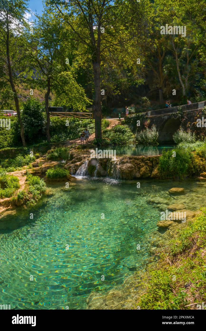 Cascade and pool. Orbaneja del castillo, Burgos province, Castilla Leon, Spain. Stock Photo