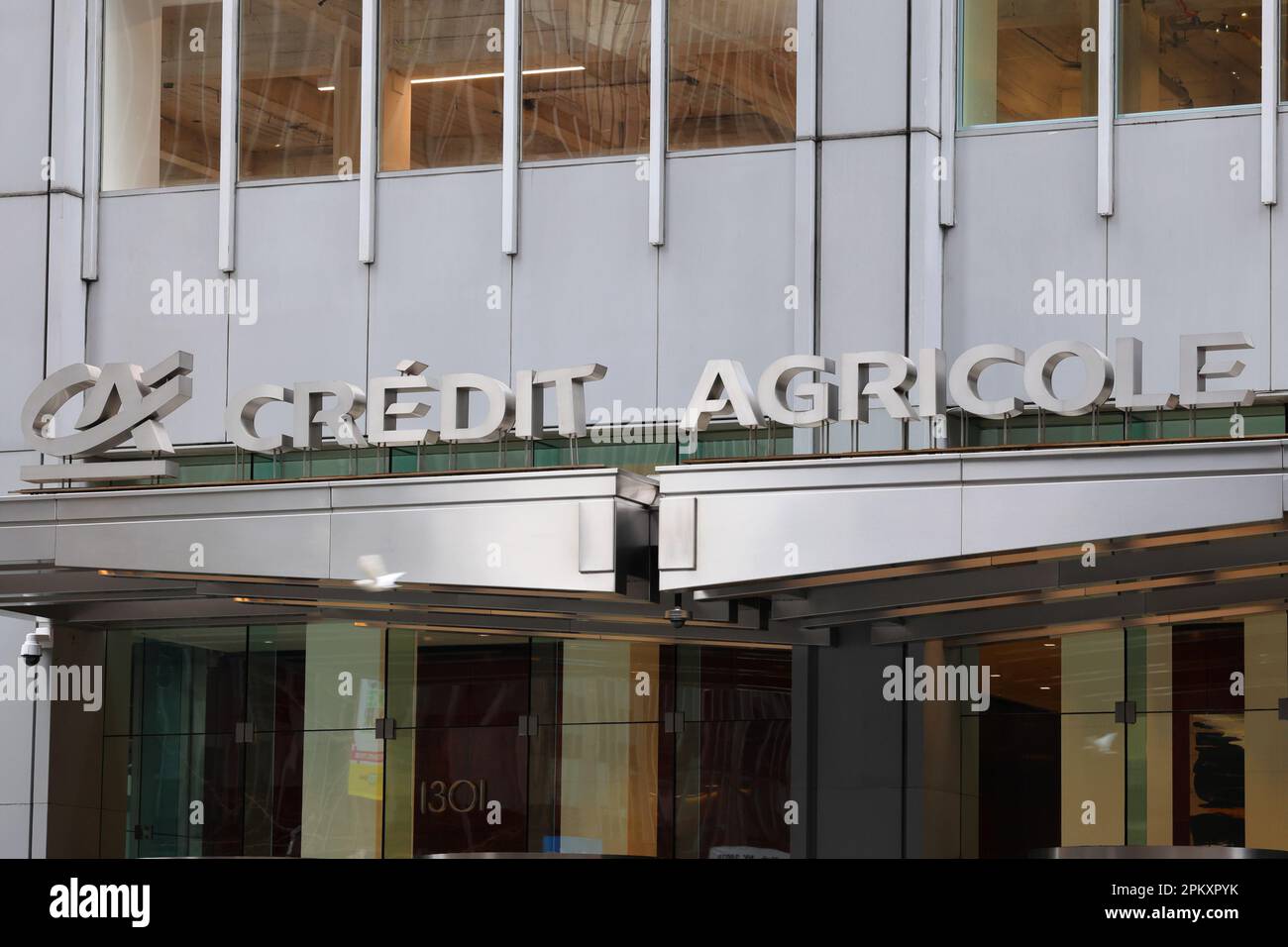 Credit Agricole Corporate & Investment Bank's US headquarters located in New York City. Credit Agricole CIB is a French commercial bank Stock Photo