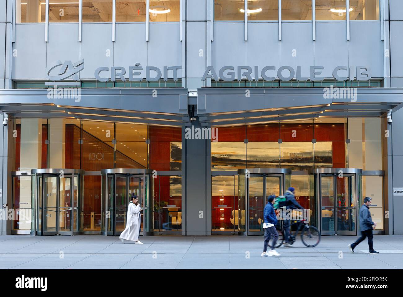 Credit Agricole Corporate & Investment Bank, 1301 Sixth Ave, New York. exterior of a French commercial bank US headquarters in Midtown Manhattan. Stock Photo