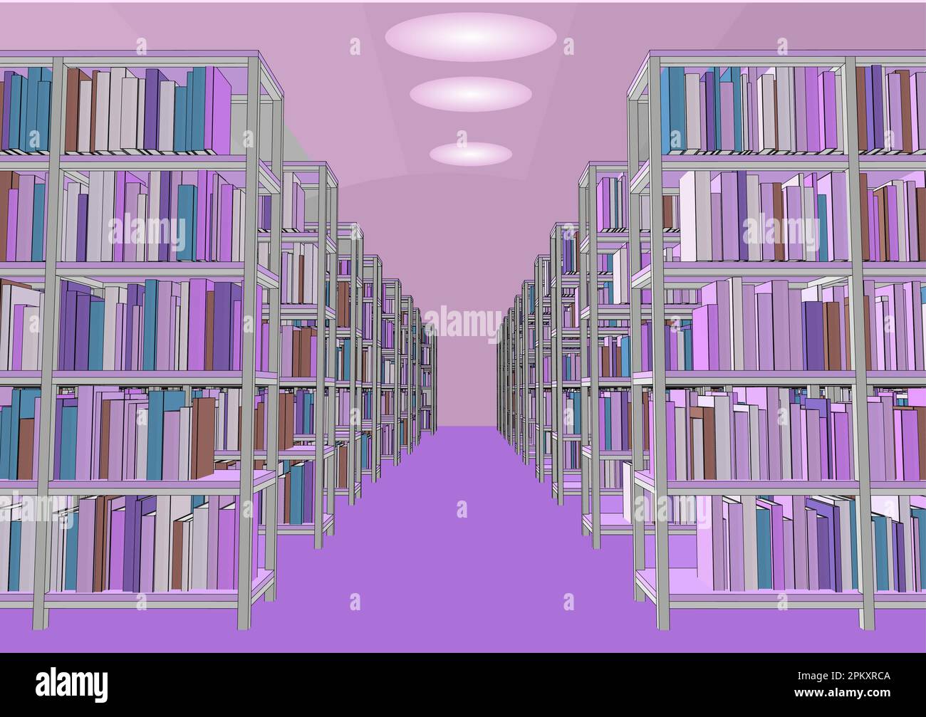 library interior vector illustration books on bookshelf Stock Vector