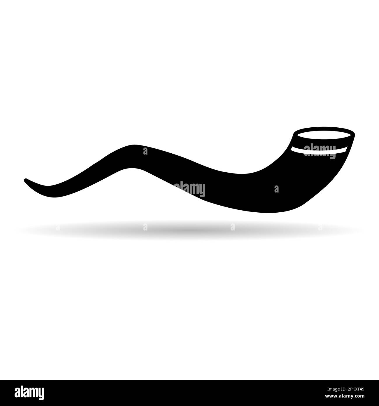 Shofar horn shadow icon, graphic religion design symbol, ritual web