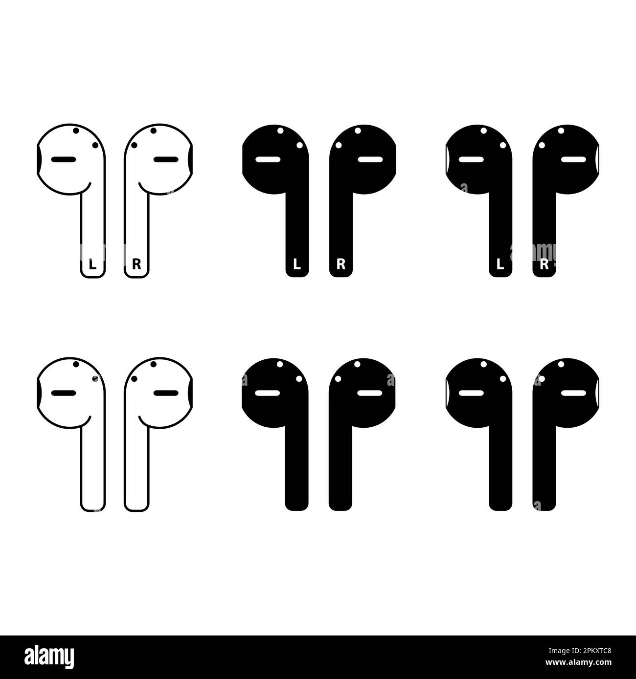 Set of Earphones music flat icon, sound technology device sign, web