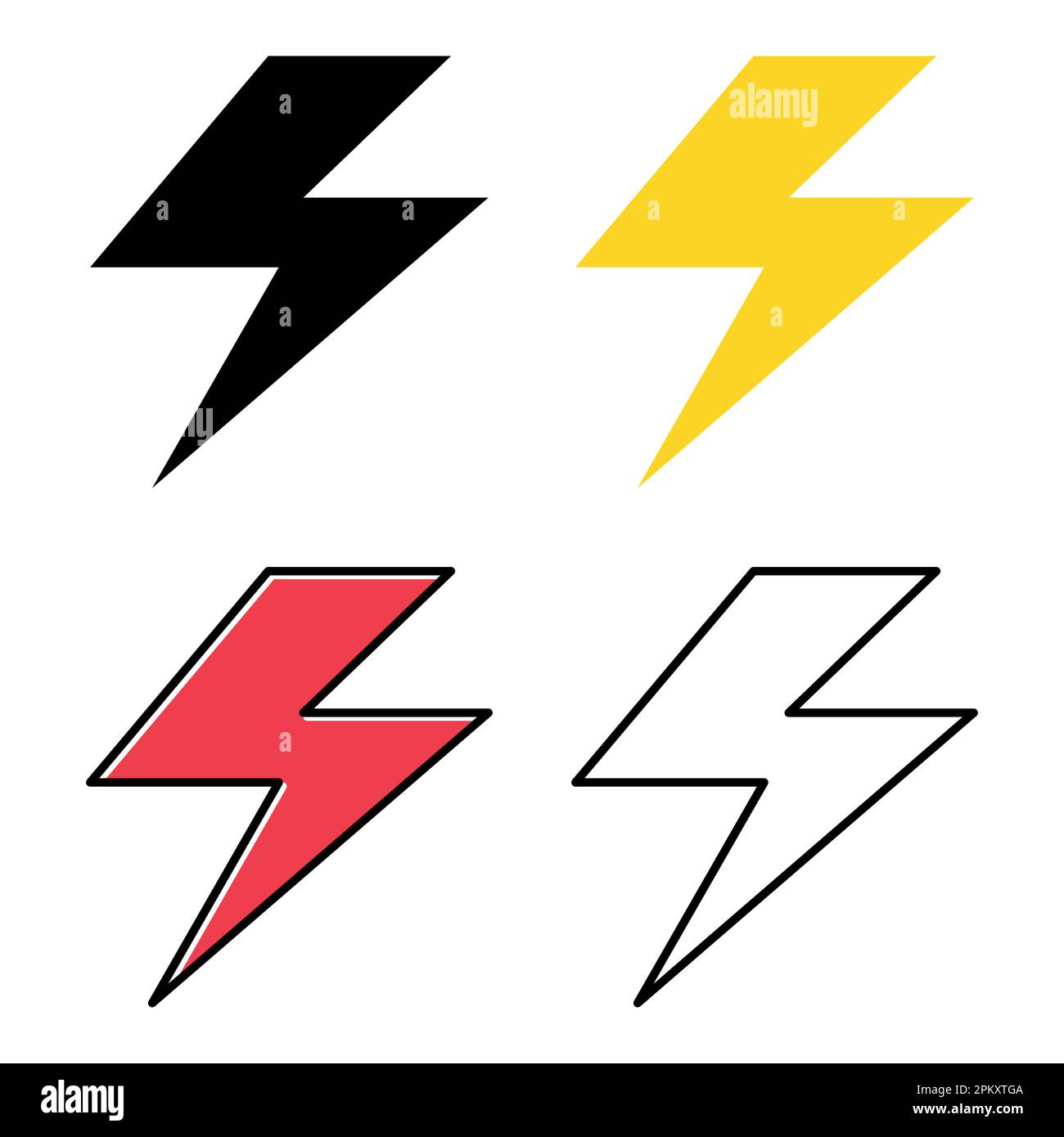 Set of Light flash icon, electric charge power symbol, graphic flat