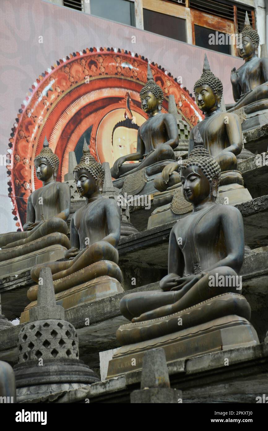 Buddha statues, Gangaramaya Temple, Colombo, Sri Lanka Stock Photo Alamy