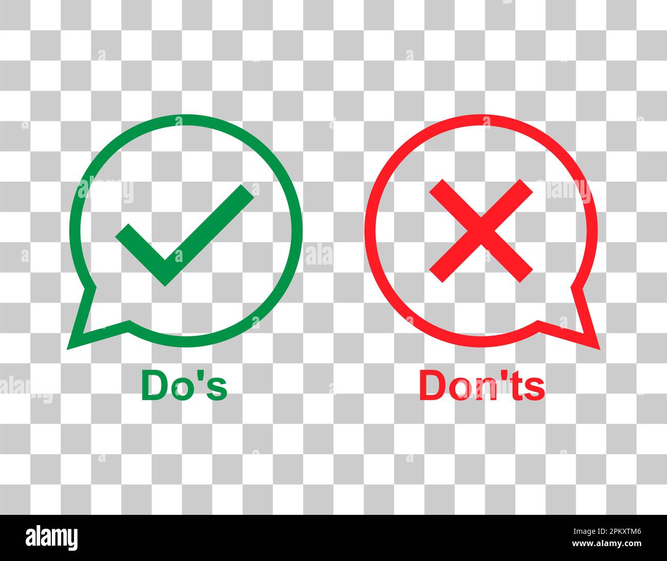 Set of check do dos mark, correct wrong sign, vector illustration choice icon . Stock Vector