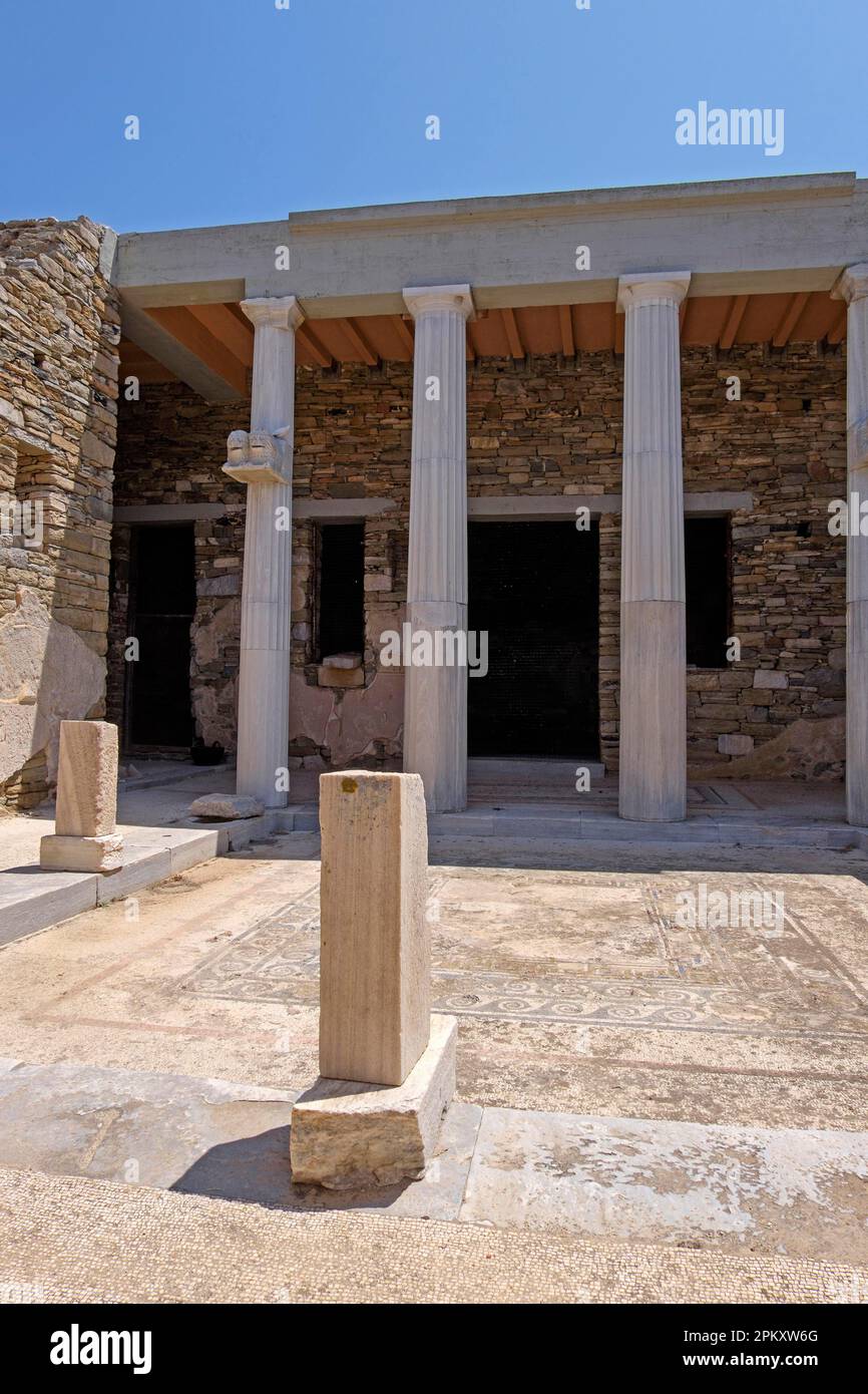 House of the Trident in the ancient town of Delos, Delos Island ...