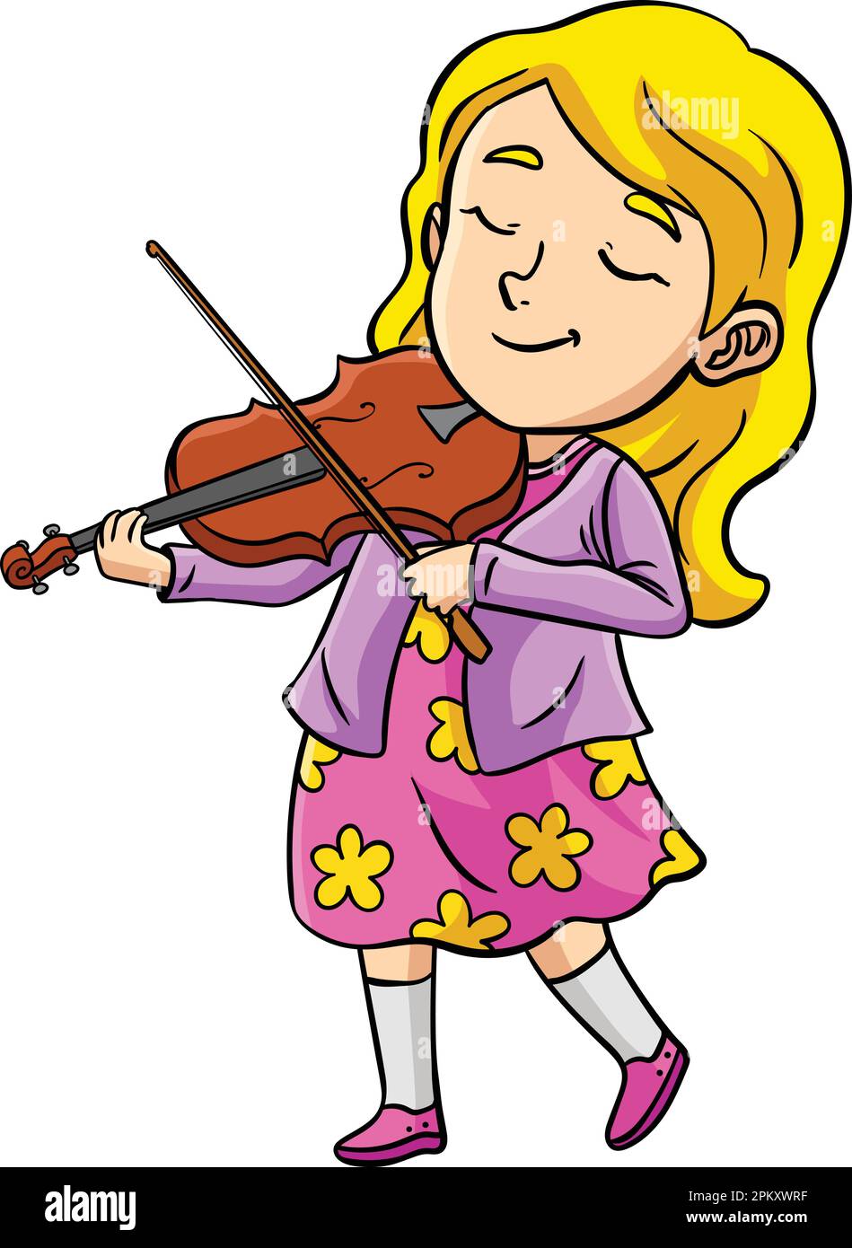 Violinist Cartoon Colored Clipart Illustration Stock Vector