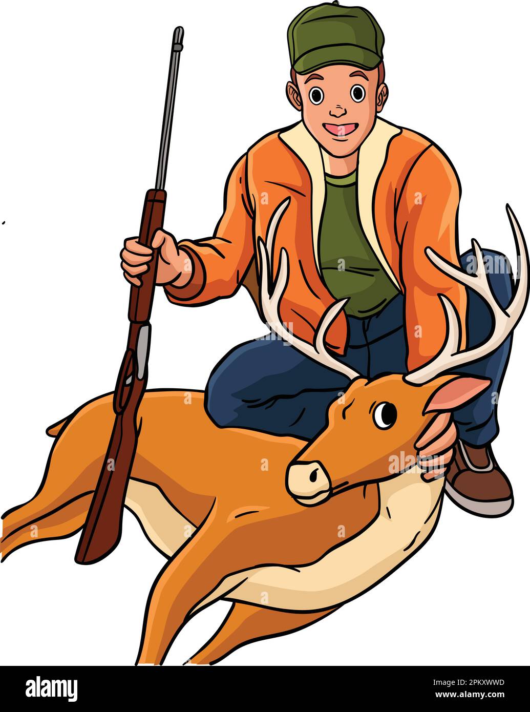 Deer Hunting Cartoon Colored Clipart Illustration Stock Vector Image ...