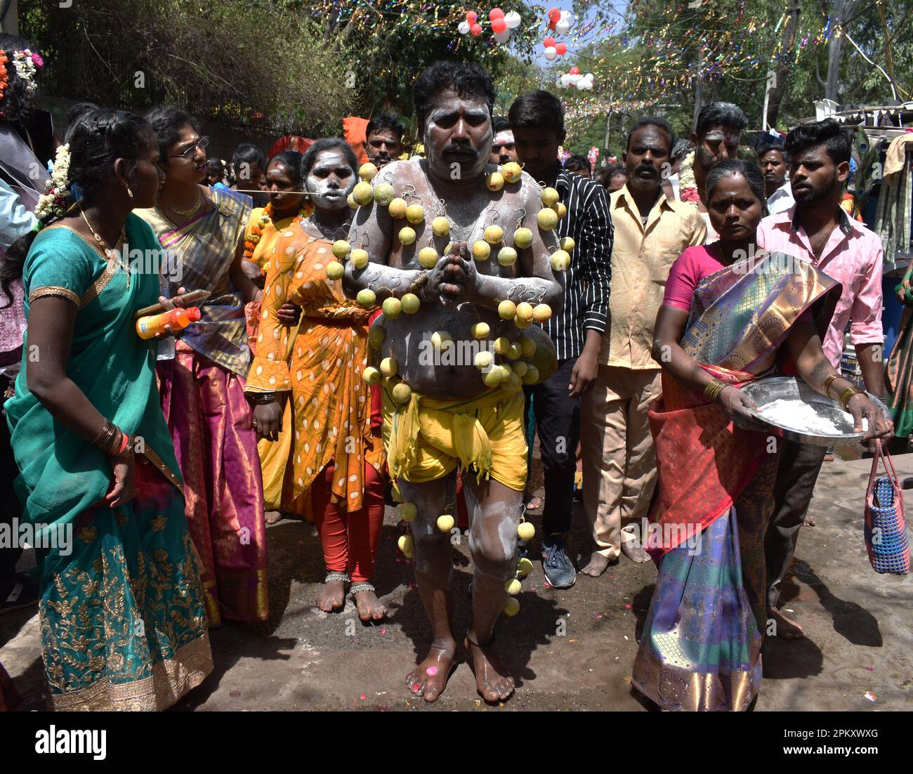 April 5, 2023, New delhi, New Delhi, India: Devotees take part in a ...