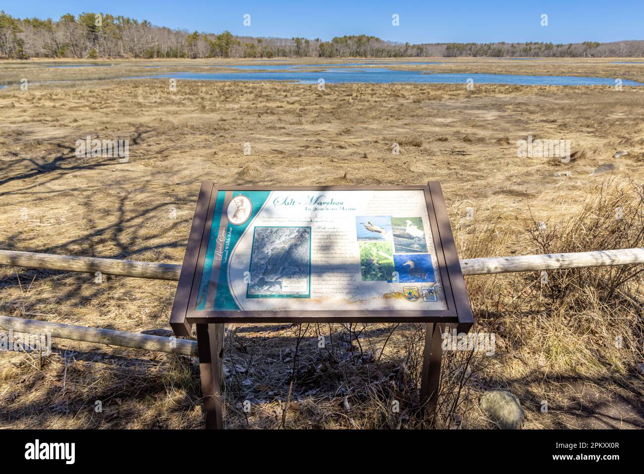 Information plaque in rachel carson national wildlife refuge Stock Photo