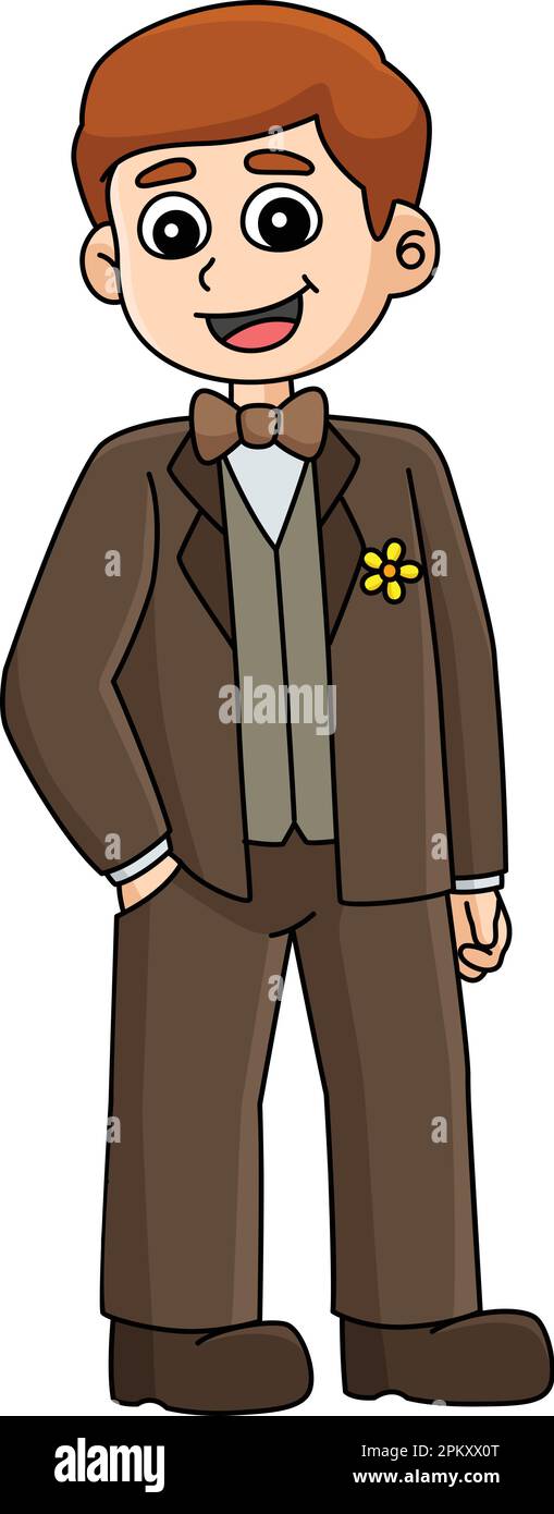 Wedding Groom And Bride Cartoon Colored Clipart Stock Vector Image ...