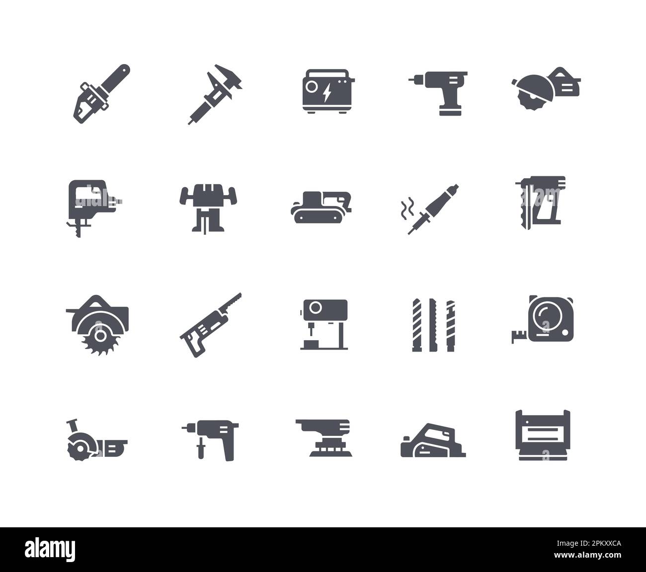 Electric woodworking icons black set Stock Vector Image & Art - Alamy