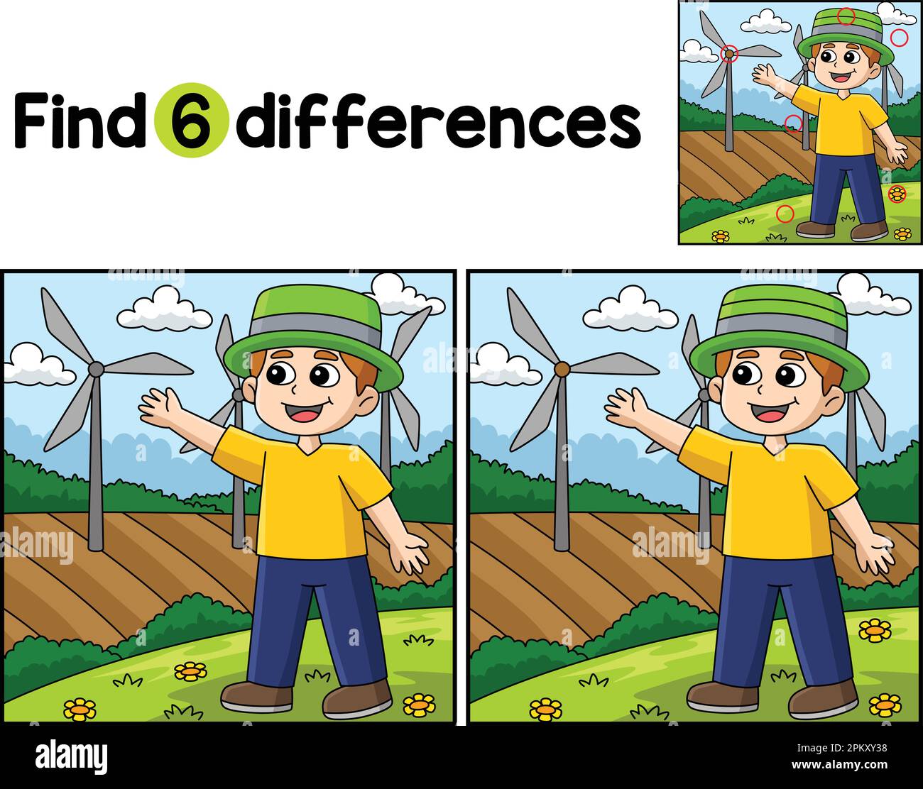 Boy Showing Windmill Find The Differences Stock Vector Image & Art - Alamy