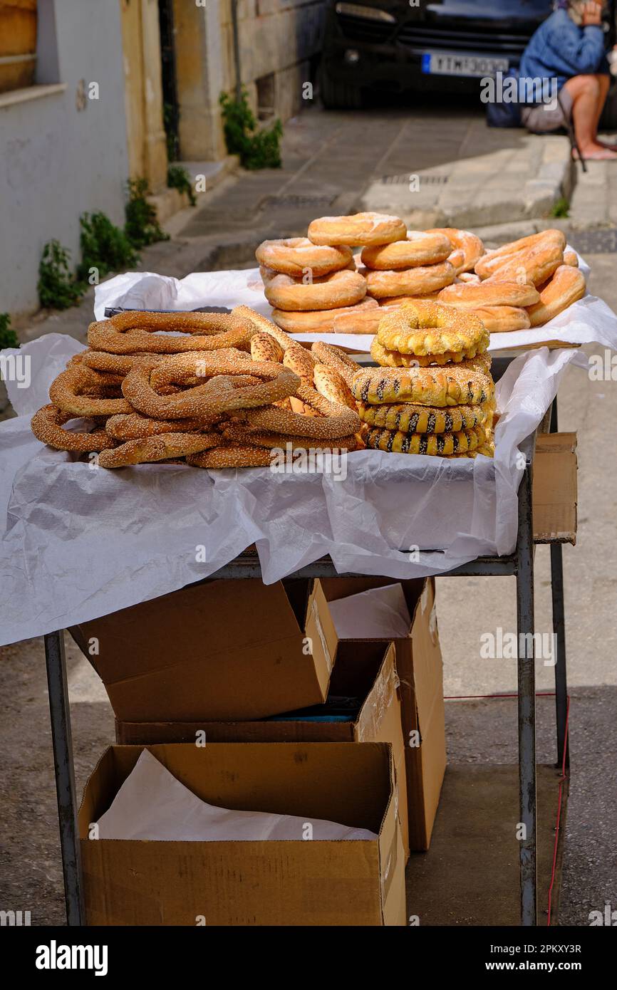 street vendor selling traditional Greek bread rings Stock Photo - Alamy