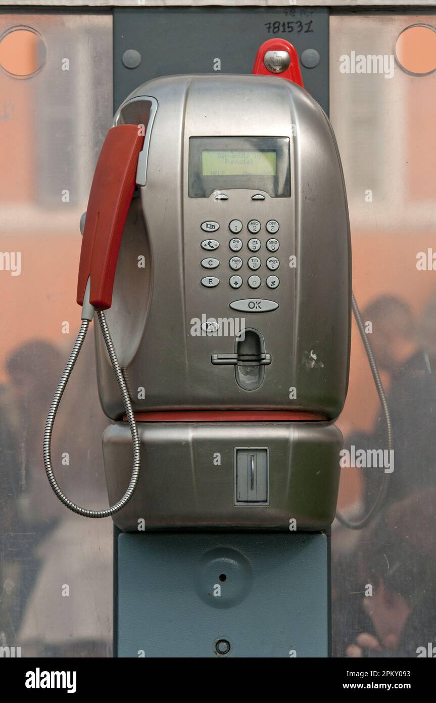 Public telephone in Piazza di Spagna, Rome, Italy Stock Photo