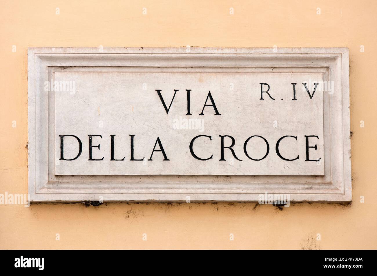Via della Croce marble street sign, Rome, Italy Stock Photo