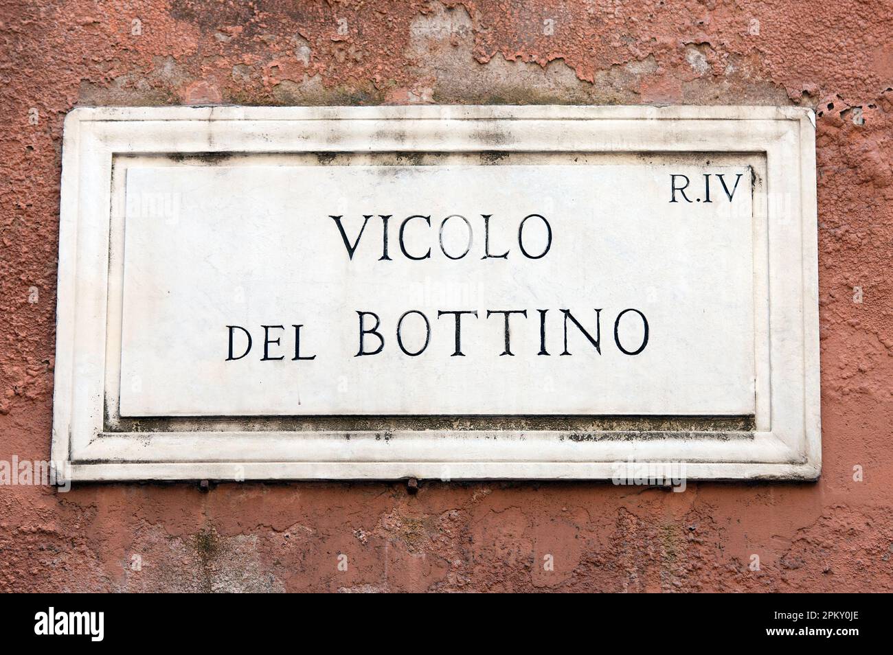 Vicolo del Bottino marble street sign, Rome, Italy Stock Photo